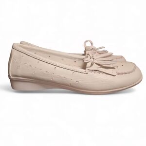 Beacon White Leather Slip On loafer Sz7 Fisherman Aesthetic Preppy Coastal Cool